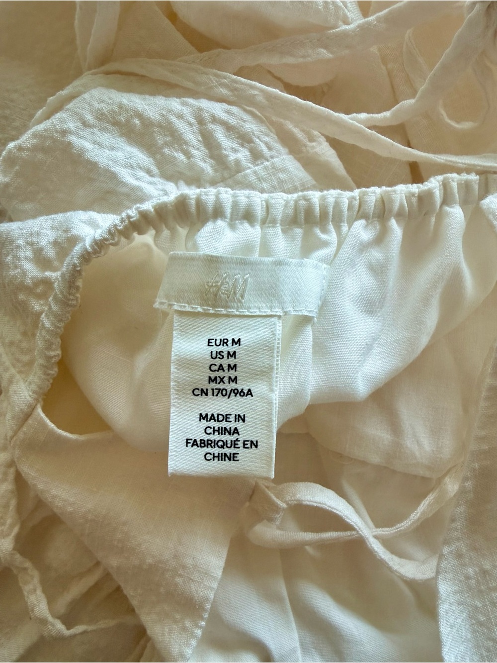 H&M White Tiered Button-Front Maxi Dress with Crochet Trim NWOT M - Picture 3 of 3